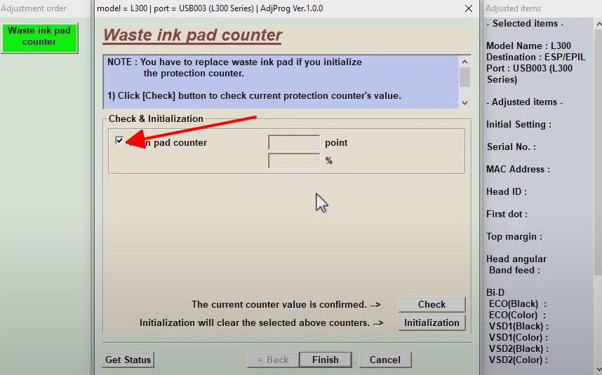 tích chọn Main Pad