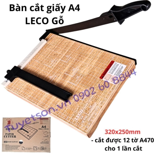 display Bàn cắt giấy gỗ Leco A4 320x250mm - cắt được 12 tờ A470 cho 1 lần cắt 1