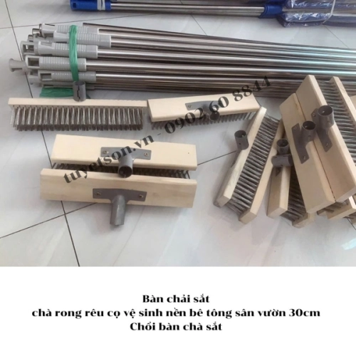 display Bàn chải sắt chà rong rêu cọ vệ sinh nền bê tông sân vườn 30cm - Chổi bàn chà sắt 1