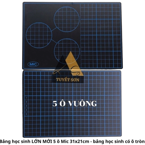 Bảng học sinh LỚN MỚI 5 ô Mic 31x21cm - bảng học sinh có ô tròn