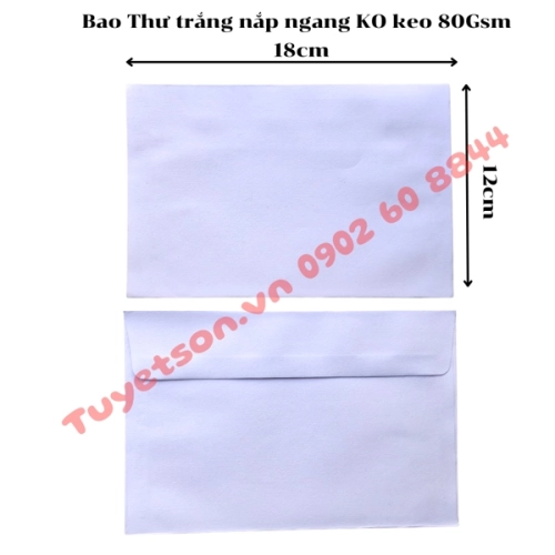 display Bao Thư trắng nắp ngang 12x18cm KO keo 80Gsm 1
