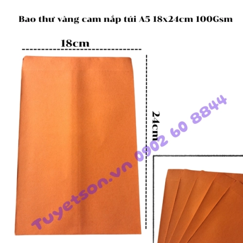 display Bao thư vàng cam nắp túi A5 18x24cm 100Gsm 1