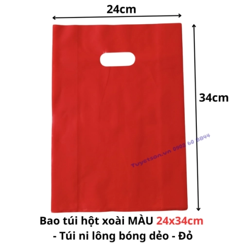 display Bao túi hột xoài MÀU 24x34cm - túi PE màu ni lông bóng dẻo nhiều màu 2
