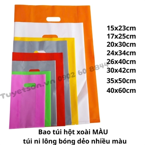 display Bao túi hột xoài MÀU 40x60cm - túi ni lông bóng dẻo nhiều màu 1