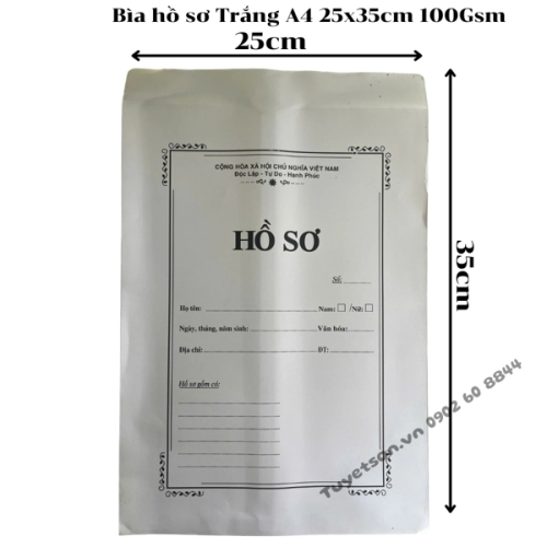 display Bìa hồ sơ Trắng A4 25x35cm 100Gsm 1
