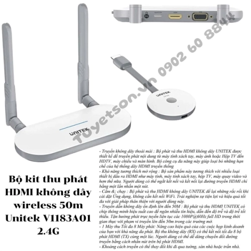 display Bộ kit thu phát HDMI không dây wireless KD 50m Unitek V1183A01 2.4G 1