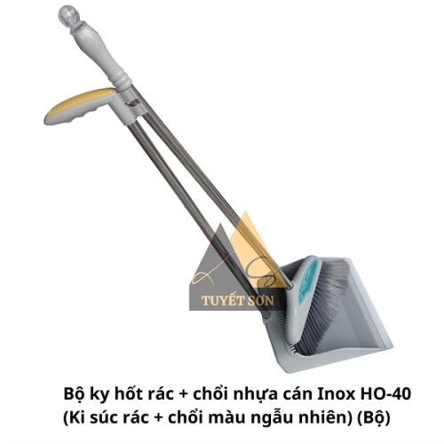 display Bộ ky hốt rác + chổi nhựa cán Inox HO-40 (Ki súc rác + chổi màu ngẫu nhiên) 1