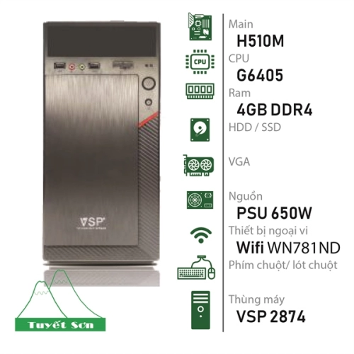 display Bộ máy tính bàn H510M/ G6405/ 4GB DDR4/ PSU 650W/ Wifi WN781ND 2