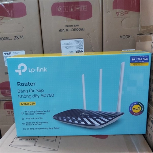 display Bộ phát sóng wifi 2 băng tầng TPlink Archer C20 AC750 2