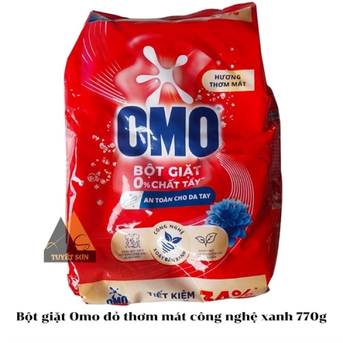 display Bột giặt Omo đỏ thơm mát công nghệ xanh 770g 1