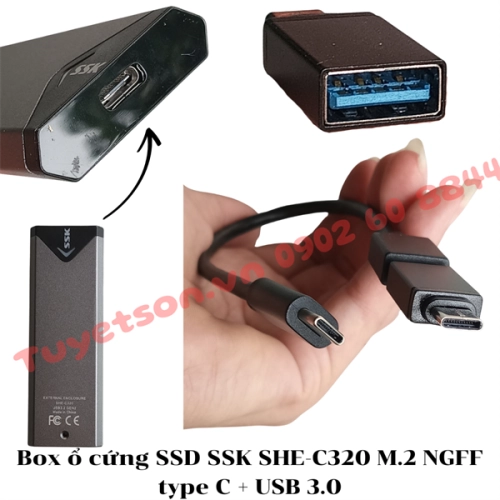display Box ổ cứng SSD SSK SHE-C320 M.2 NGFF type C + USB 3.0 2