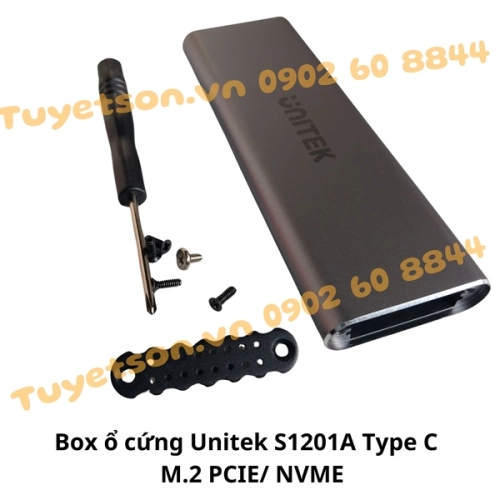 display Box ổ cứng SSD Unitek S1201A Type C M.2 PCIE + NVME USB 3.1 2