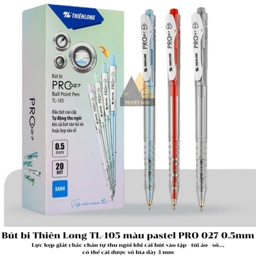 display Bút bi Thiên Long TL-105 màu pastel PRO 027 0.5mm 1