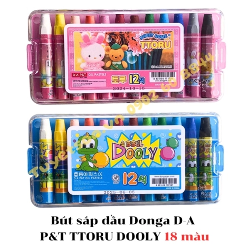 display Bút sáp dầu Donga D-A P&T TTORU DOOLY 12 màu 1