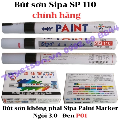 display Bút sơn Sipa SP110 chính hãng ngòi 3.0 - Bút sơn không phai Sipa Paint Marker đủ màu 2