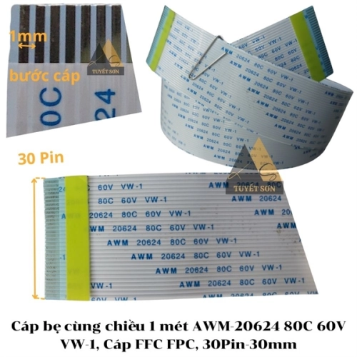 display Cáp bẹ cùng chiều 1 mét AWM-20624 80C 60V VW-1, Cáp FFC FPC 1
