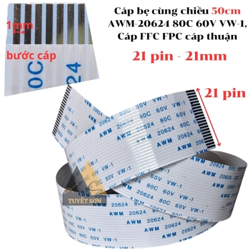 display Cáp bẹ cùng chiều 50cm AWM-20624 80C 60V VW-1, Cáp FFC FPC cáp thuận 1