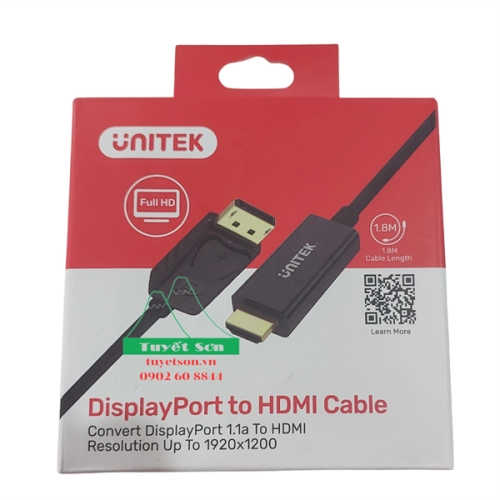 display Cáp Displayport to HDMI Unitek 1.8m Y-5118CA 1