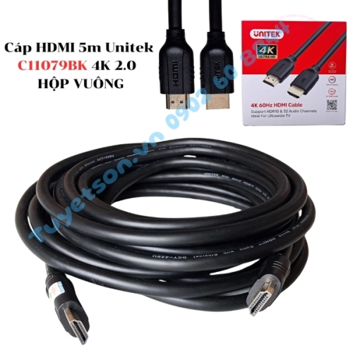 display Cáp HDMI 5m Unitek C11079BK 4K 2.0 - HỘP VUÔNG 1