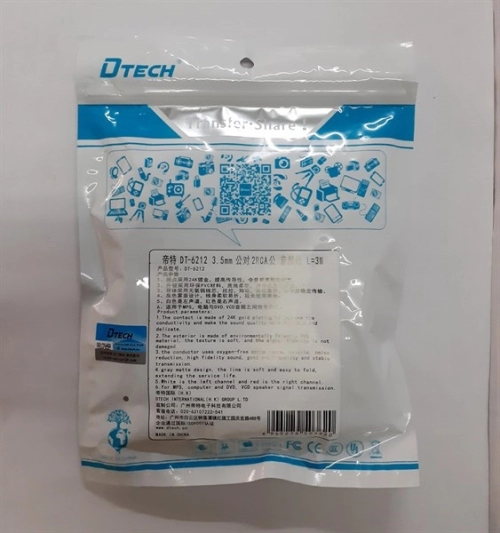 display Cáp Loa 1-2 3M Dtech DT6212 (Cáp loa 1 đầu 3.5mm ra 2 RCA) 4