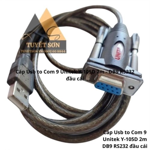 display Cáp Usb to Com 9 Unitek Y-105D 2m - DB9 RS232 đầu cái 1