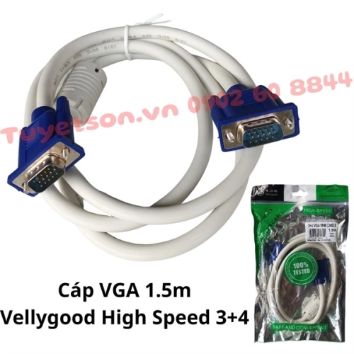 display Cáp VGA 1.5m Vellygood High Speed 3+4 1