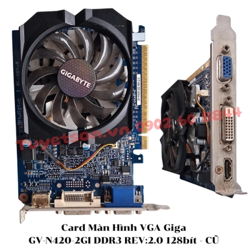 display Card Màn Hình VGA Giga GV-N420-2GI DDR3 REV:2.0 128bít - CŨ 1