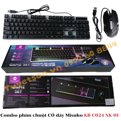 Combo phím chuột CÓ dây Misuko KB-C024 XK-01 USB led RGB