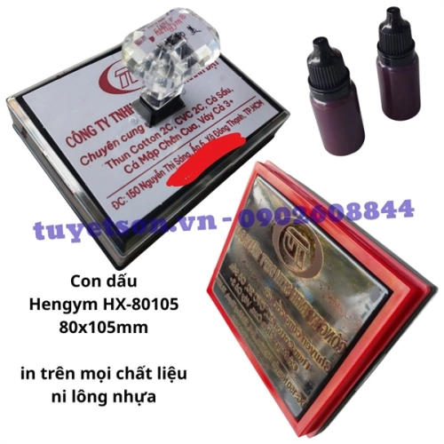 display Con dấu Hengym HX-80105 80x105mm in trên mọi chất liệu ni lông nhựa 1