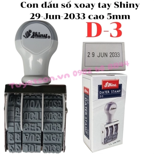 display Con dấu số xoay tay Shiny D-3 29-Jun-2033 cao 5mm 1