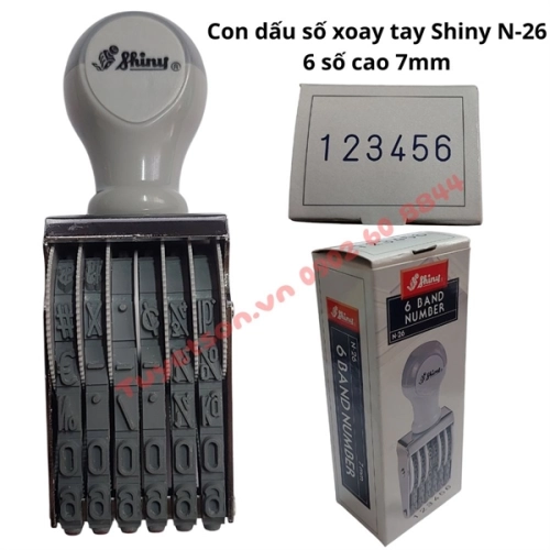 display Con dấu số xoay tay Shiny N-26 6 số cao 7mm 1