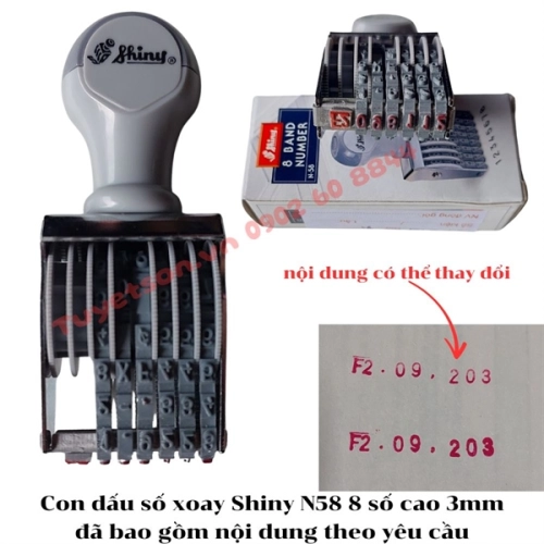 display Con dấu số xoay tay Shiny N-58 8 số cao 3mm + đã bao gồm nội dung theo yêu cầu 1