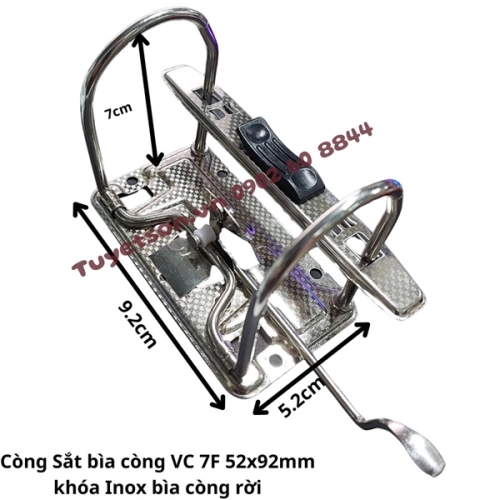 display Còng Sắt bìa còng VC 7F 52x92mm - khóa Inox bìa còng rời 1