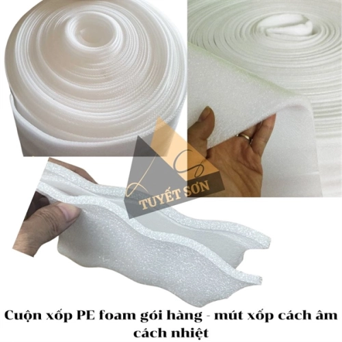 display Cuộn xốp PE Foam gói hàng 0.5mmx105cmx600m - mút xốp trắng chống sốc 2