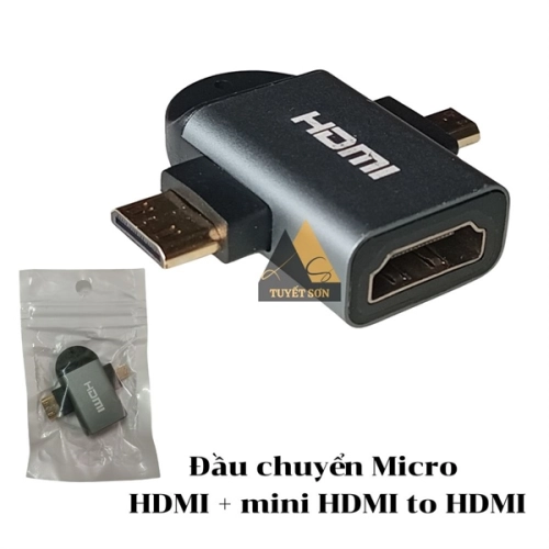 display Đầu chuyển Micro HDMI + mini HDMI to HDMI 1