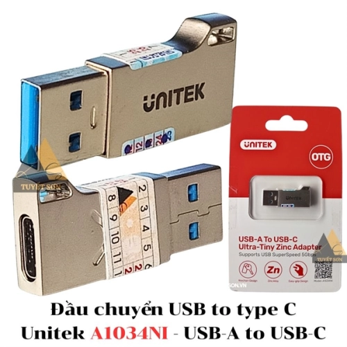 display Đầu chuyển USB to type C Unitek A1034NI - USB-A to USB-C 1