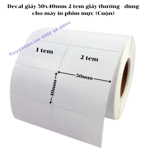 display Decal giấy 50x40mm 2 tem giấy thường - dùng cho máy in phim mực 1