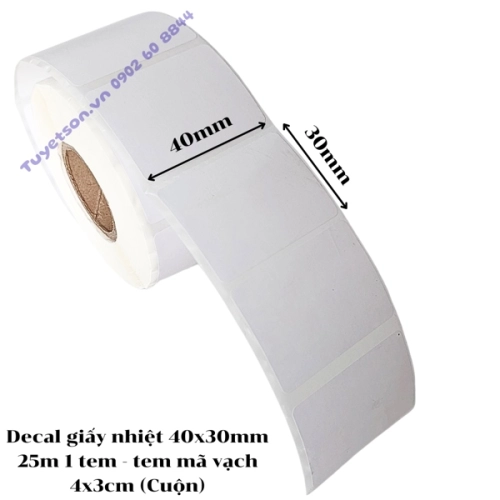 display Decal giấy nhiệt 40x30mm 25m 1 tem - tem mã vạch 4x3cm 1