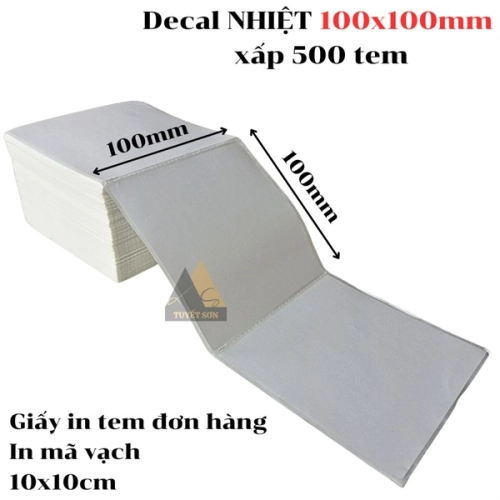 display Decal NHIỆT 100x100mm xấp 500 tem - tem nhiệt in đơn hàng mã vạch 10x10cm 1