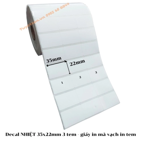 display Decal NHIỆT 35x22mm 3 tem - giấy in mã vạch in tem 1