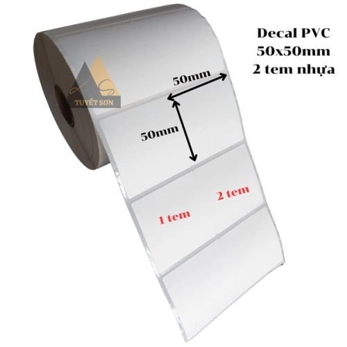 display Decal PVC 50x50mm 2 tem - tem nhựa 5x5cm 1