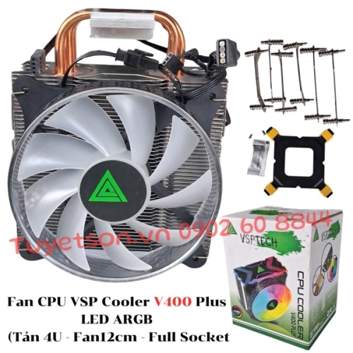 display Fan CPU VSP Cooler V400 Plus LED ARGB (Tản 4U - Fan12cm - Full Socket) 1