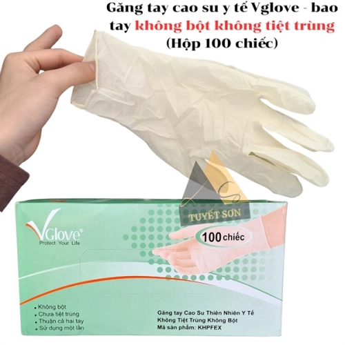 display Găng tay cao su y tế Vglove - bao tay không bột không tiệt trùng 1