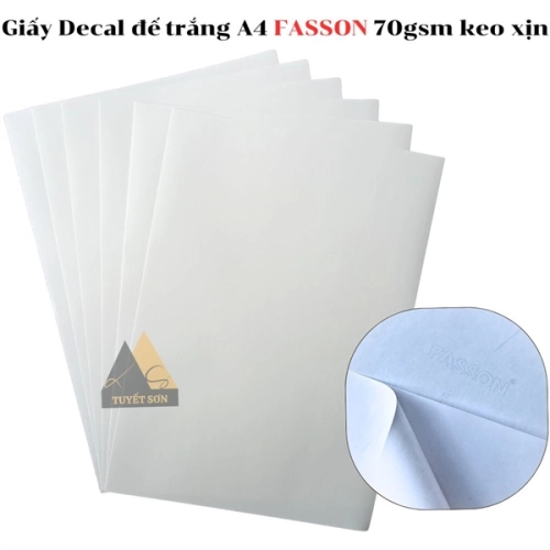 display Giấy Decal đế trắng A4 FASSON 70gsm keo xịn - giấy có keo dán nhập khẩu 1