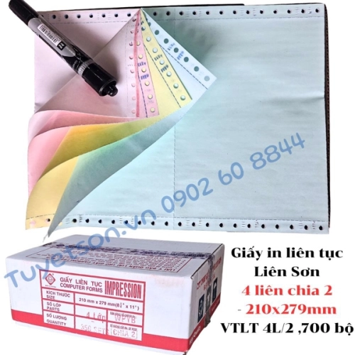 display Giấy in liên tục Liên Sơn 4 liên chia 2 - 210x279mm VTLT 4L/2 700 bộ 1