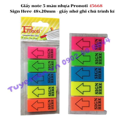 display Giấy note 5 màu nhựa Pronoti 45668 Sign Here 48x20mm - giấy nhớ ghi chú trình kí 1