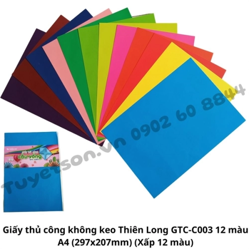 display Giấy thủ công không keo Thiên Long GTC-C003 12 màu A4 (297x207mm) 1