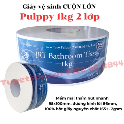 display Giấy vệ sinh CUỘN LỚN Pulppy 1kg 2 lớp 1
