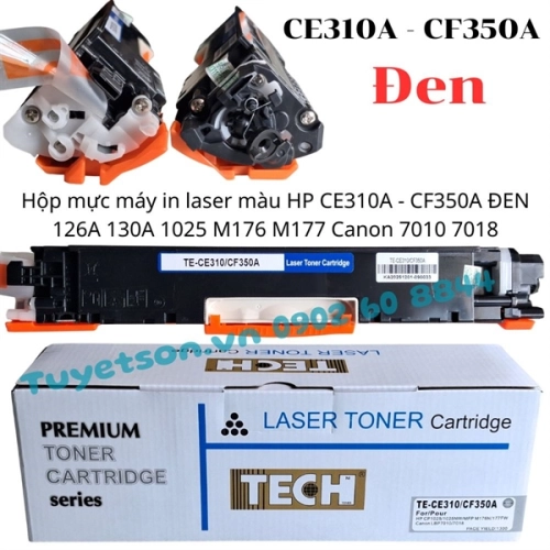display Hộp mực máy in laser màu HP CE310A - CF350A ĐEN 126A 130A 1025 M176 M177 Canon 7010 7018 2