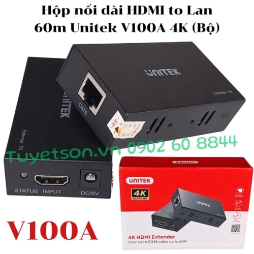 display Hộp nối dài HDMI to Lan 60m Unitek V100A 4K 1